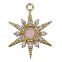 Cubic Zirconia Brass Pendants, with Opal, gold color plated, fashion jewelry & with cubic zirconia Approx 1mm 