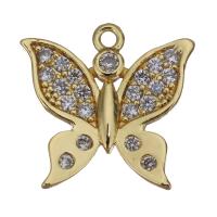 Animal Brass Pendants, Butterfly, gold color plated, fashion jewelry & micro pave cubic zirconia Approx 1.5mm 