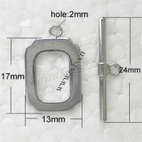 Messing Knebelverschluss, plattiert, Modeschmuck & Einzelstrang, keine, 17x13mm,24x2mm, Bohrung:ca. 2mm, verkauft von setzen