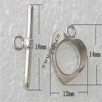 Messing Knebelverschluss, Herz, plattiert, Modeschmuck & Einzelstrang, keine, 14x12mm,18x2mm, Bohrung:ca. 2mm, verkauft von setzen