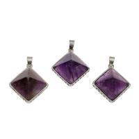 Pendentif Améthyste Février Birthstone, avec alliage de zinc, Placage de couleur platine, bijoux de mode, violet Environ 4mm, Vendu par PC