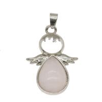 Rose Quartz Pendant, with Zinc Alloy, platinum color plated, fashion jewelry Approx 4mm 