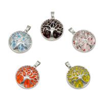 Colgantes de cristal de Millefiori, Millefiori Lampwork, con aleación de zinc, Árbol de la vida, chapado en color de platina, más colores para la opción, 31x28x7mm, agujero:aproximado 4mm, Vendido por UD