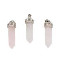 Rose Quartz Pendant, with Zinc Alloy, platinum color plated, fashion jewelry Approx 4mm 