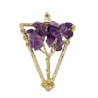 Pendentif Améthyste Février Birthstone, avec laiton, Placage de couleur d'or, bijoux de mode, violet Environ 4mm, Vendu par PC