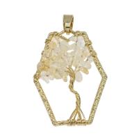 Citrine Pendant, with Brass, gold color plated, fashion jewelry Approx 4mm 