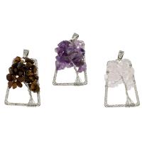 Gemstone Pendantifs en laiton, pierre gemme, avec laiton, Placage de couleur platine, différents matériaux pour le choix Environ 4mm, Vendu par PC