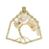 Citrine Pendant, with Brass, gold color plated, fashion jewelry Approx 4mm 