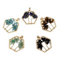 Gemstone Pendantifs en laiton, pierre gemme, avec laiton, Placage, différents matériaux pour le choix Environ 5mm, Vendu par PC