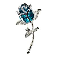 Zinc Alloy Jewelry Brooch, with Crystal, Flower, plated, for woman & with rhinestone 