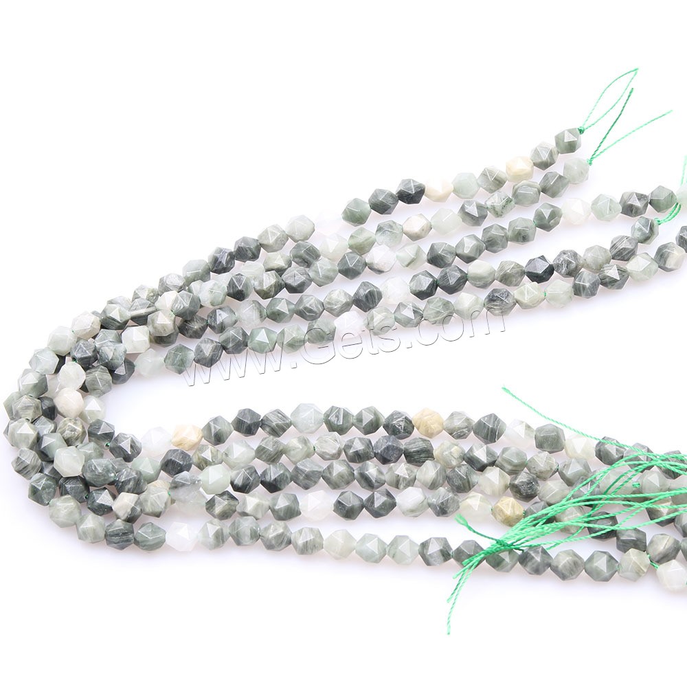 Green Hair Stone Beads, polished, DIY & different size for choice & faceted, mixed colors, Length:Approx 15 Inch, Sold By Strand