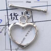 Brass Toggle Clasp, Heart, plated, fashion jewelry & single-strand 