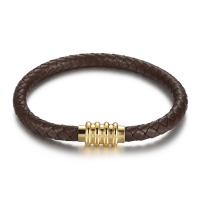 316 L Edelstahl Armband, mit Leder, goldfarben plattiert, Modeschmuck & für den Menschen, keine, 210x10mm, verkauft von PC