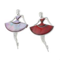 Pendentif coquille En alliage de zinc, avec coquille, Dancing Girl, Placage de couleur platine, teints & différents matériaux pour le choix & peut être utilisé comme le broche ou le pendentif Environ 6mm, Vendu par PC