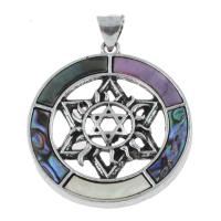 Pendentif coquille En alliage de zinc, avec coquille, Hexagram, Plaqué de couleur d'argent, teints & différents matériaux pour le choix Environ 2.5mm, Vendu par PC