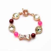 Zinc Alloy Rhinestone Bracelets, with Plastic, gold color plated, fashion jewelry & for woman & with rhinestone, multi-colored, 16mm Approx 7.88 Inch 