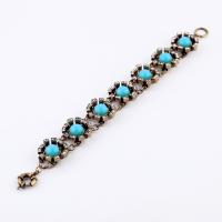 Zinc Alloy Rhinestone Bracelets, with Plastic, antique gold color plated, for woman & with rhinestone, 21mm Approx 8.67 Inch 