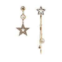 Zinc Alloy Asymmetric Earrings, with Plastic Pearl, plated, fashion jewelry & for woman  