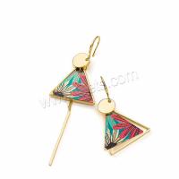 Brass Asymmetric Earrings, with enamel, plated, fashion jewelry & for woman, 72mm 