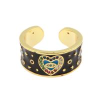 metal Anillo de dedo Cuff, chapado en color dorado, Joyería & micro arcilla de zirconia cúbica & para mujer & esmalte, más colores para la opción, 22x4x5mm, tamaño:4.5, Vendido por UD