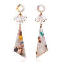 Acetate Drop Earring, with Zinc Alloy, gold color plated, fashion jewelry & for woman       