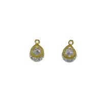 Cubic Zirconia Brass Pendants, gold color plated, with cubic zirconia Approx 1mm 