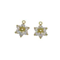 Pendentifs en laiton de fleur, Placage de couleur d'or, pavé de micro zircon Environ 1.5mm Vendu par sac