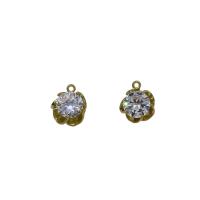 Cubic Zirconia Brass Pendants, gold color plated, with cubic zirconia Approx 0.8mm 