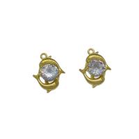 Cubic Zirconia Brass Pendants, gold color plated, with cubic zirconia Approx 1mm 