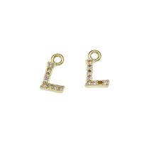 Pendentifs de Lettre laiton , Placage de couleur d'or, pavé de micro zircon Environ 1.5mm Vendu par sac