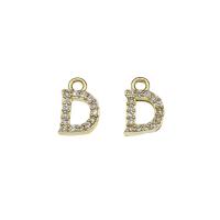 Pendentifs de Lettre laiton , Lettre D, Placage de couleur d'or, pavé de micro zircon Environ 1.5mm Vendu par sac