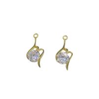 Cubic Zirconia Brass Pendants, gold color plated, with cubic zirconia Approx 1mm 