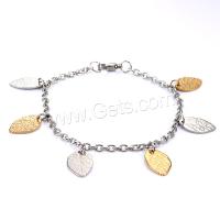 Edelstahl Charm Armband, Blatt, Modeschmuck & Armband  Bettelarmband & für Frau, 200mm, verkauft von PC