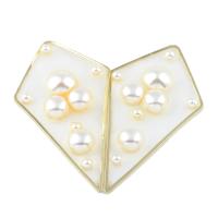 Enamel Brass Pendants, with ABS Plastic Pearl, gold color plated, fashion jewelry Approx 1.5mm 