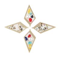 Enamel Brass Pendants, with ABS Plastic Pearl & Gemstone, gold color plated Approx 0.5mm 