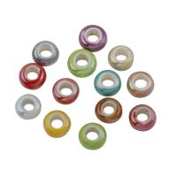 Placage Perle Porcelaine, bijoux de mode & grand trou, Couleur aléatoire, 14*8mm Environ 5mm, Vendu par PC