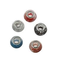 Perles murano faites à la main , chalumeau, avec laiton, Placage de couleur platine, grand trou, plus de couleurs à choisir, 13*10mm Environ 5mm, Vendu par PC