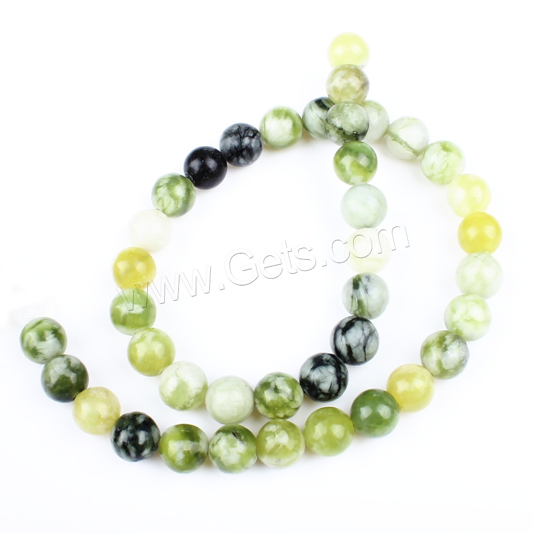 Hetian Jade goutte, Rond, bijoux de mode & normes différentes pour le choix, vert, Trou:Environ 1mm, Longueur:Environ 14.9 pouce, Vendu par brin