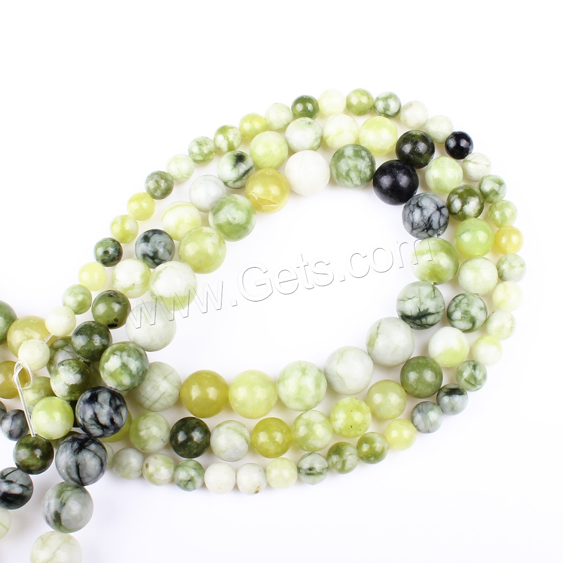 Hetian Jade goutte, Rond, bijoux de mode & normes différentes pour le choix, vert, Trou:Environ 1mm, Longueur:Environ 14.9 pouce, Vendu par brin