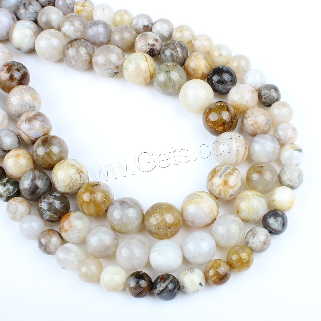 Perle Agate bambou naturel, Rond, normes différentes pour le choix, Trou:Environ 1mm, Longueur:Environ 14.9 pouce, Vendu par brin