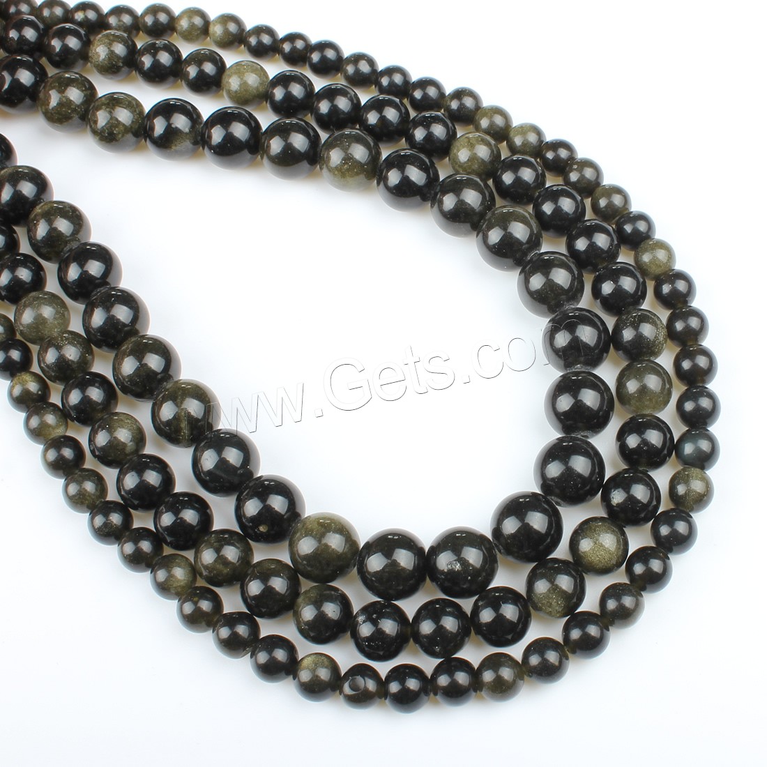 Gold Obsidian Beads, Round, different size for choice, golden, Hole:Approx 1mm, Length:Approx 14.9 Inch, Sold By Strand