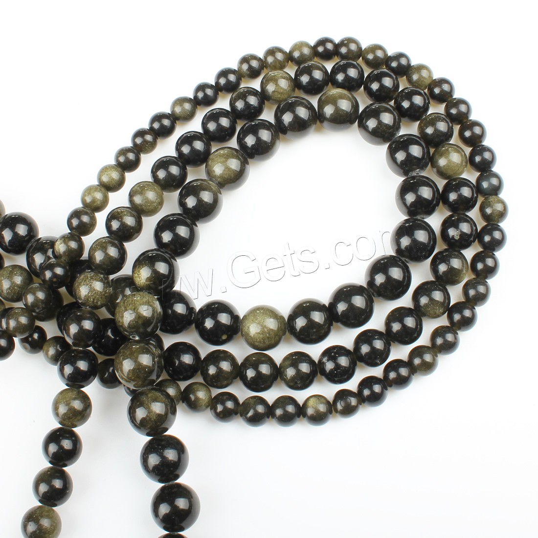 Gold Obsidian Beads, Round, different size for choice, golden, Hole:Approx 1mm, Length:Approx 14.9 Inch, Sold By Strand