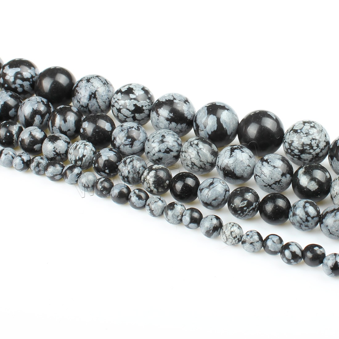 Snowflake Obsidian Bead, Round, different size for choice, white and black, Hole:Approx 1mm, Length:Approx 14.9 Inch, Sold By Strand