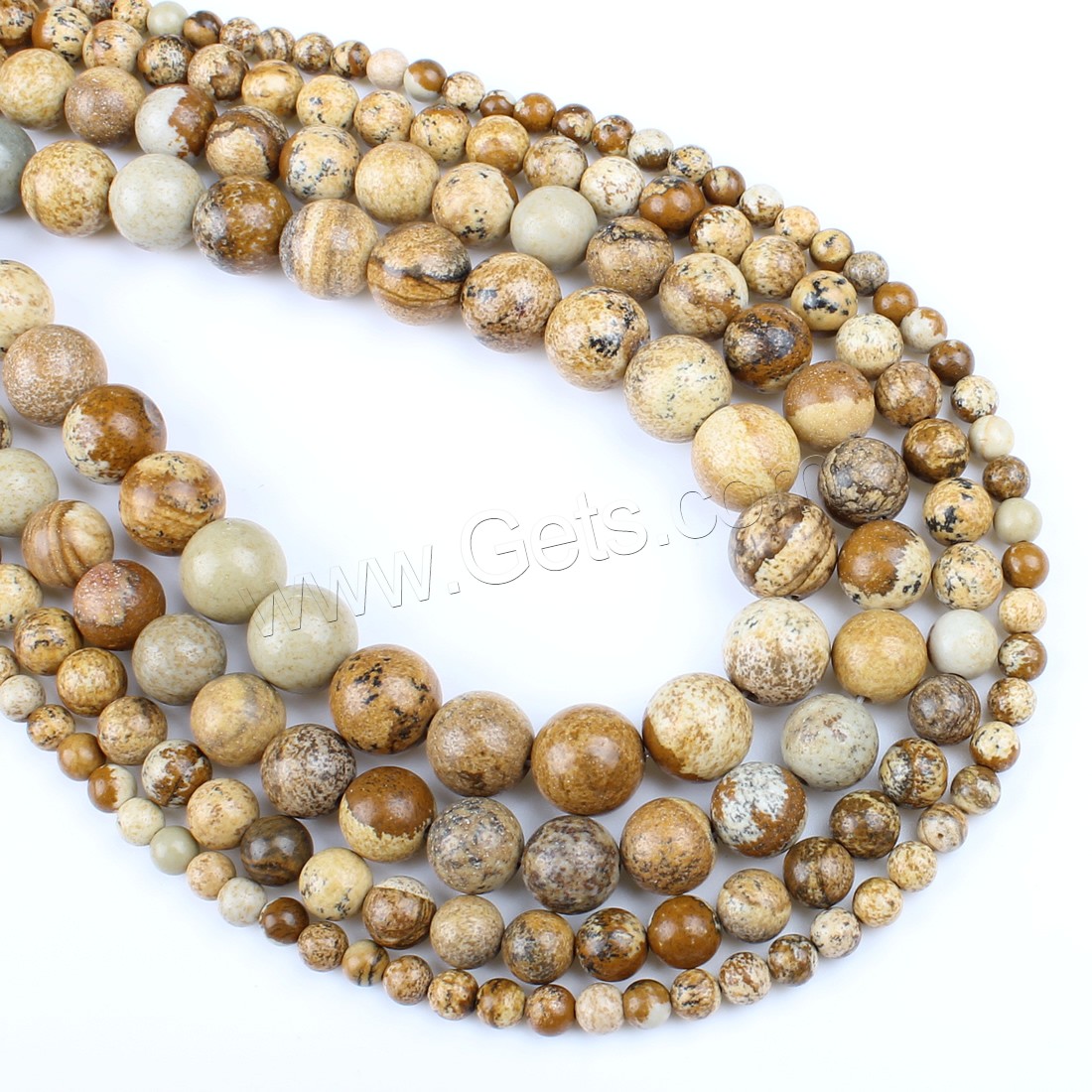 Picture Jasper Beads, Round, different size for choice, brown, Hole:Approx 1mm, Length:Approx 14.9 Inch, Sold By Strand