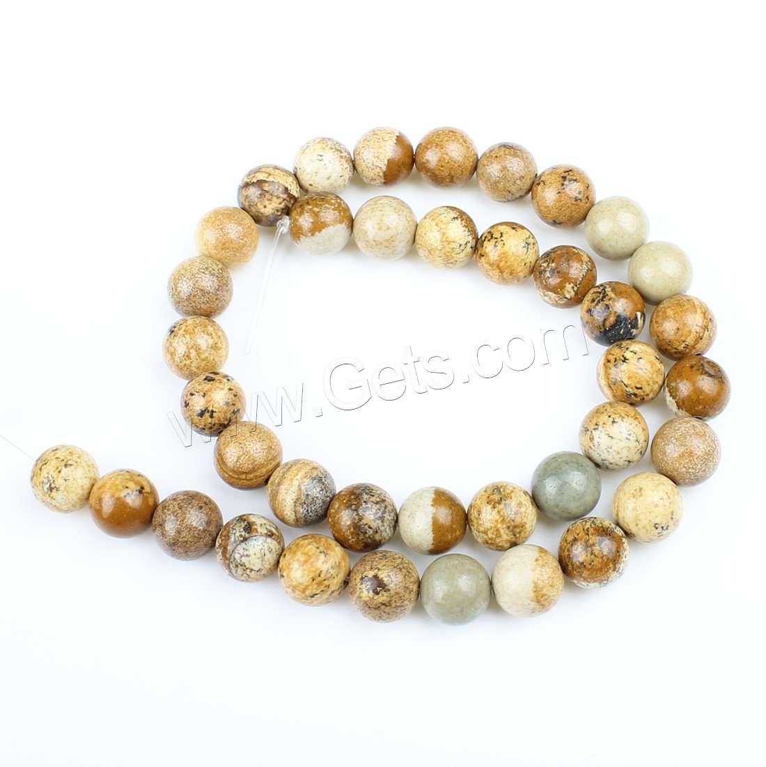 Picture Jasper Beads, Round, different size for choice, brown, Hole:Approx 1mm, Length:Approx 14.9 Inch, Sold By Strand