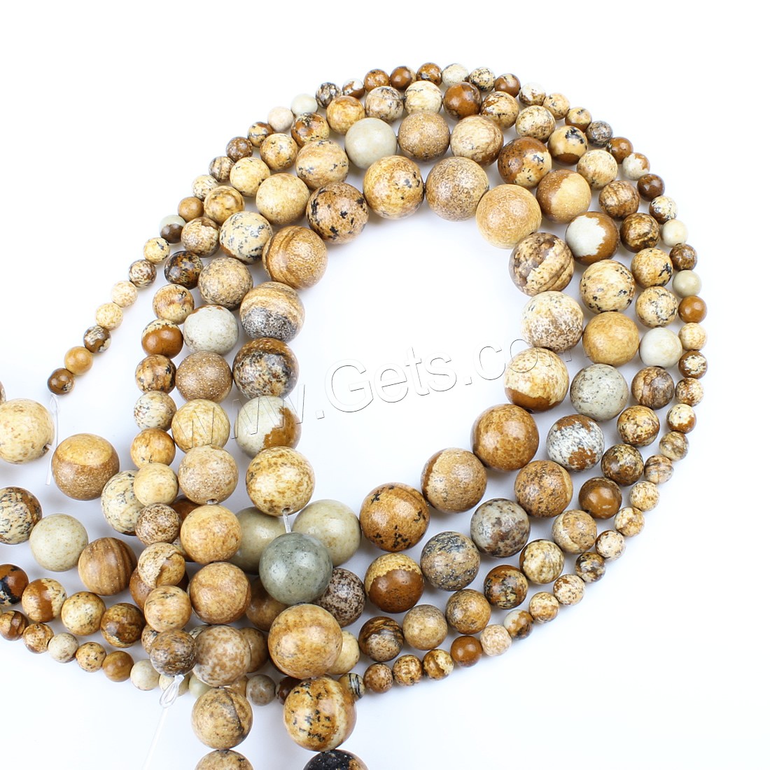 Picture Jasper Beads, Round, different size for choice, brown, Hole:Approx 1mm, Length:Approx 14.9 Inch, Sold By Strand