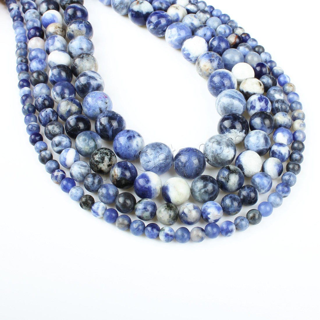 Perles en sodalite, Rond, normes différentes pour le choix, bleu, Trou:Environ 1mm, Longueur:Environ 14.9 pouce, Vendu par brin