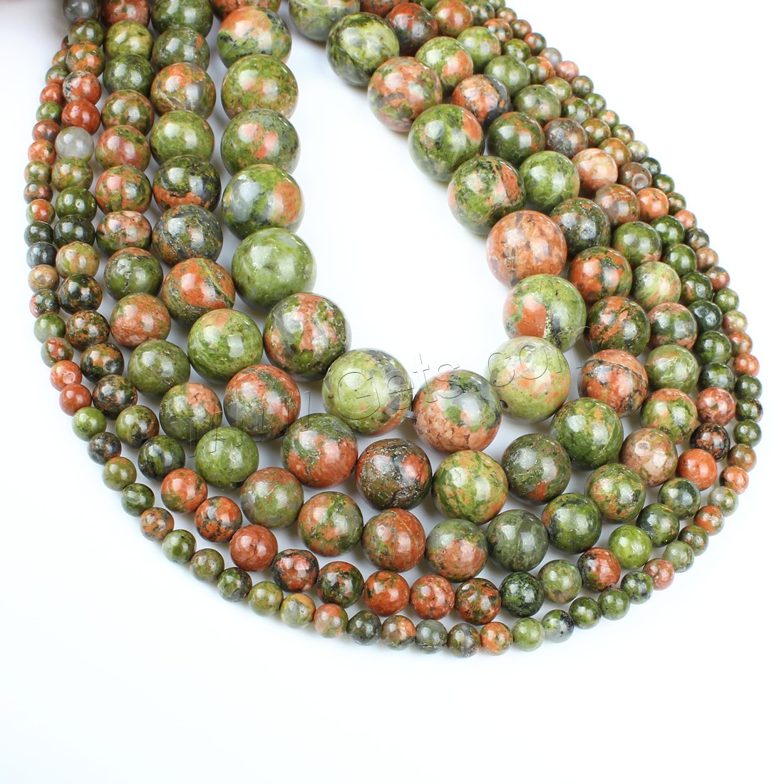 Unakite Beads, Round, different size for choice, green, Hole:Approx 1mm, Length:Approx 14.9 Inch, Sold By Strand