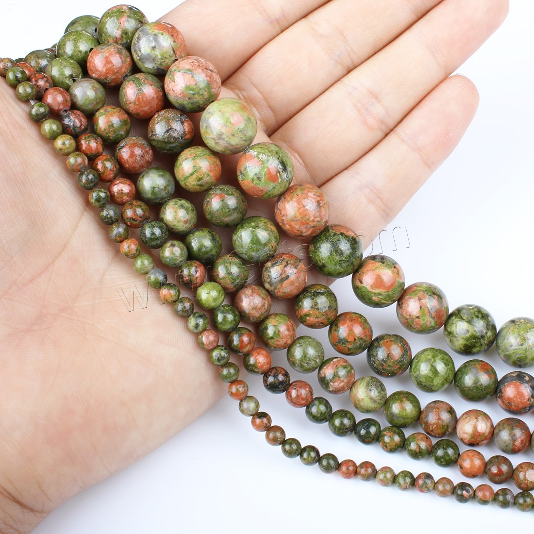 Unakite Beads, Round, different size for choice, green, Hole:Approx 1mm, Length:Approx 14.9 Inch, Sold By Strand