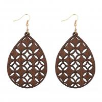 Wood Earring, деревянный, с цинковый сплав, Каплевидная форма, Женский & отверстие, Много цветов для выбора продается Пара